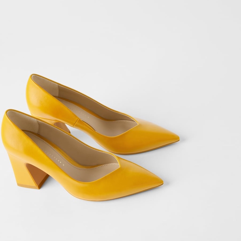 Zara yellow block heels